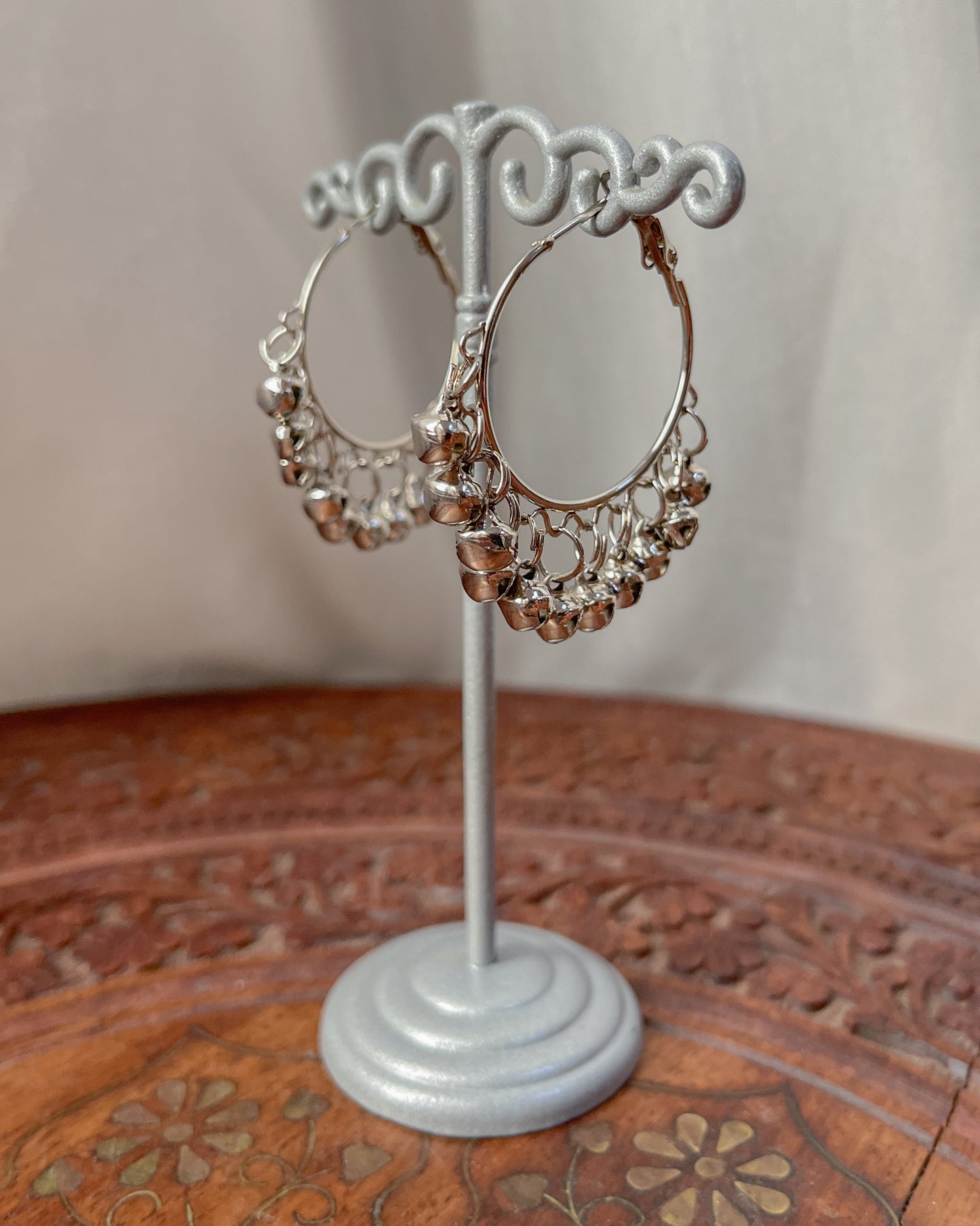 Small boho silver hoops