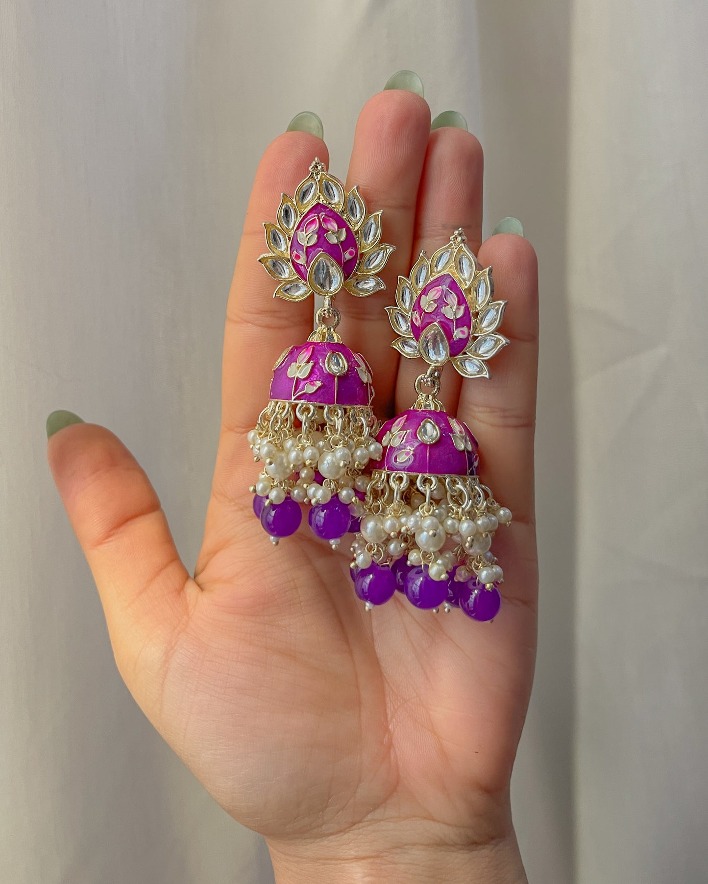 Purple enamel earrings