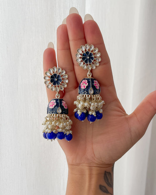 Blue enamel earrings