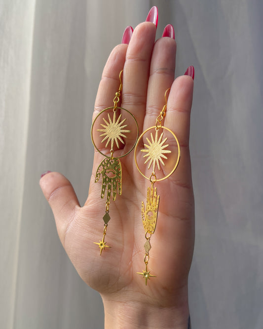 Fortune teller golden earrings