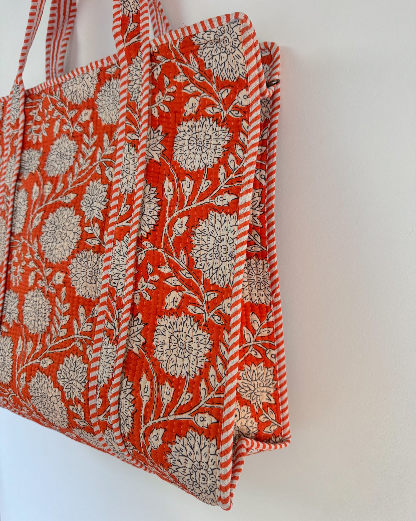 Orange l Big tote bag in quilted cotton