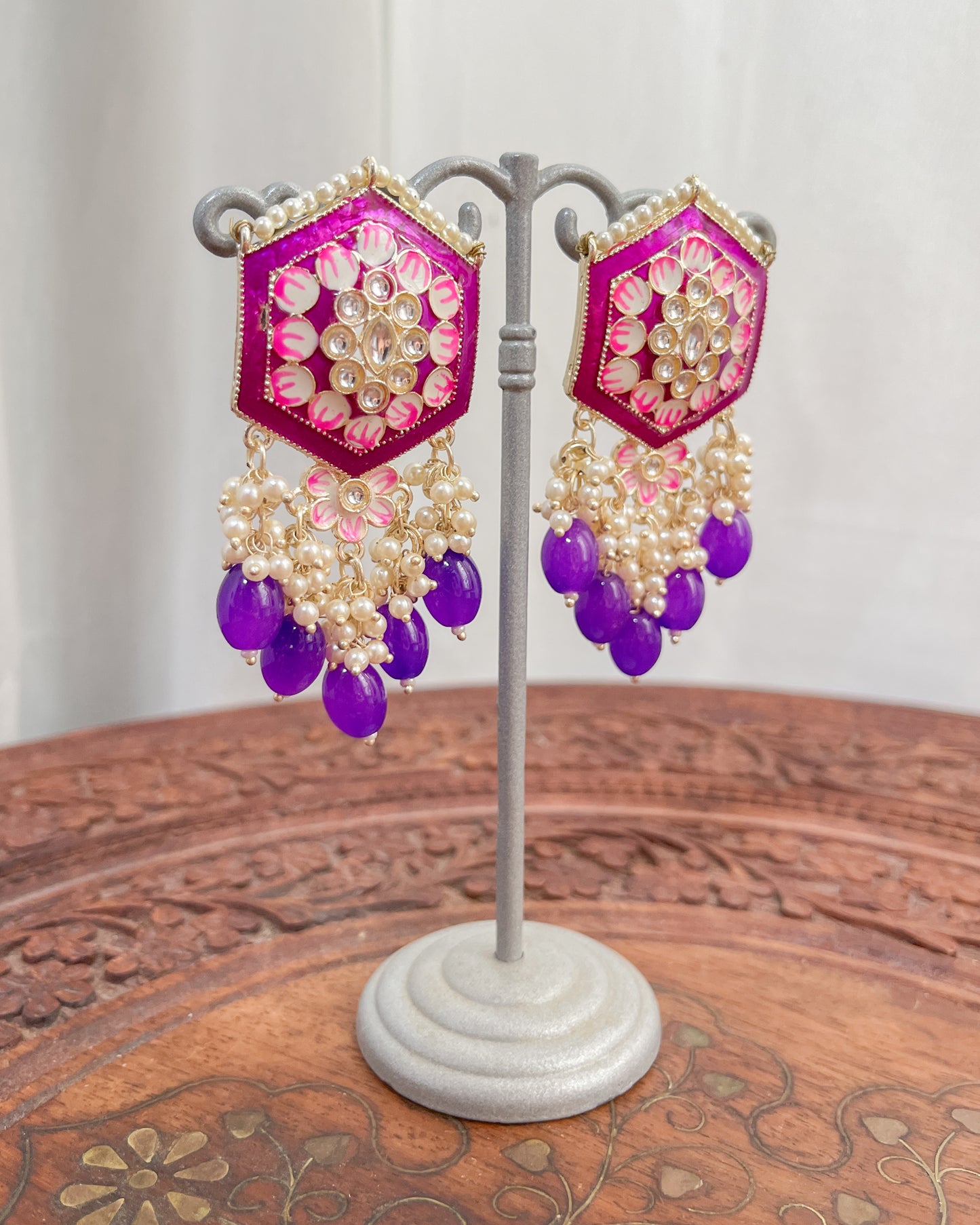 Geometric enamel earrings