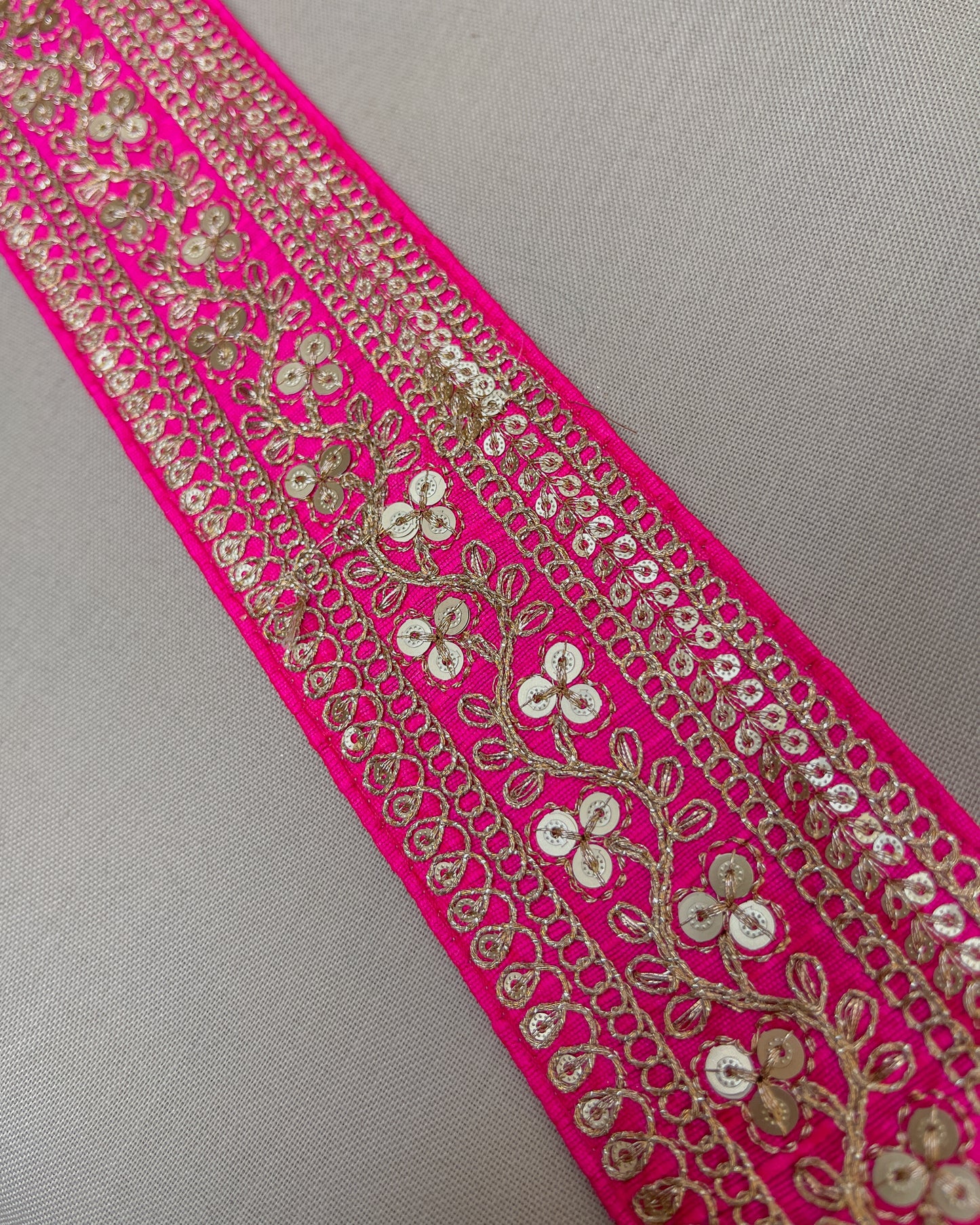 Pink bohemian embroidered obi belt with tassels