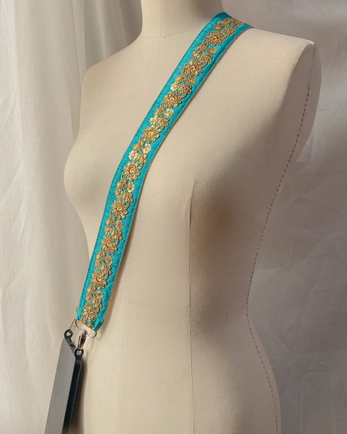 Embroidered crossbody strap for phone, camera or purse