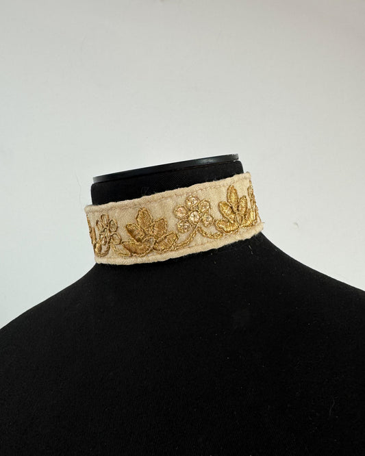 Golden embroidered choker