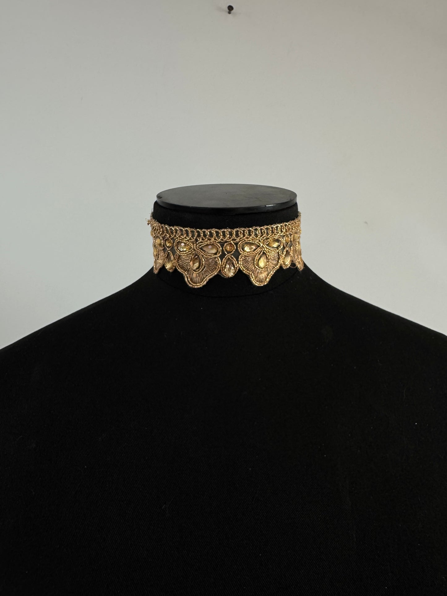 Gold embroidered choker