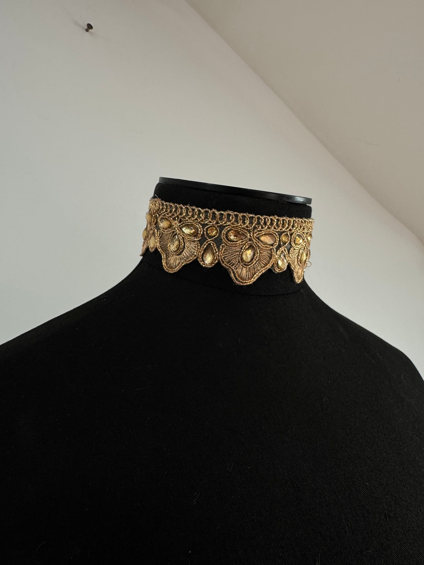 Gold embroidered choker