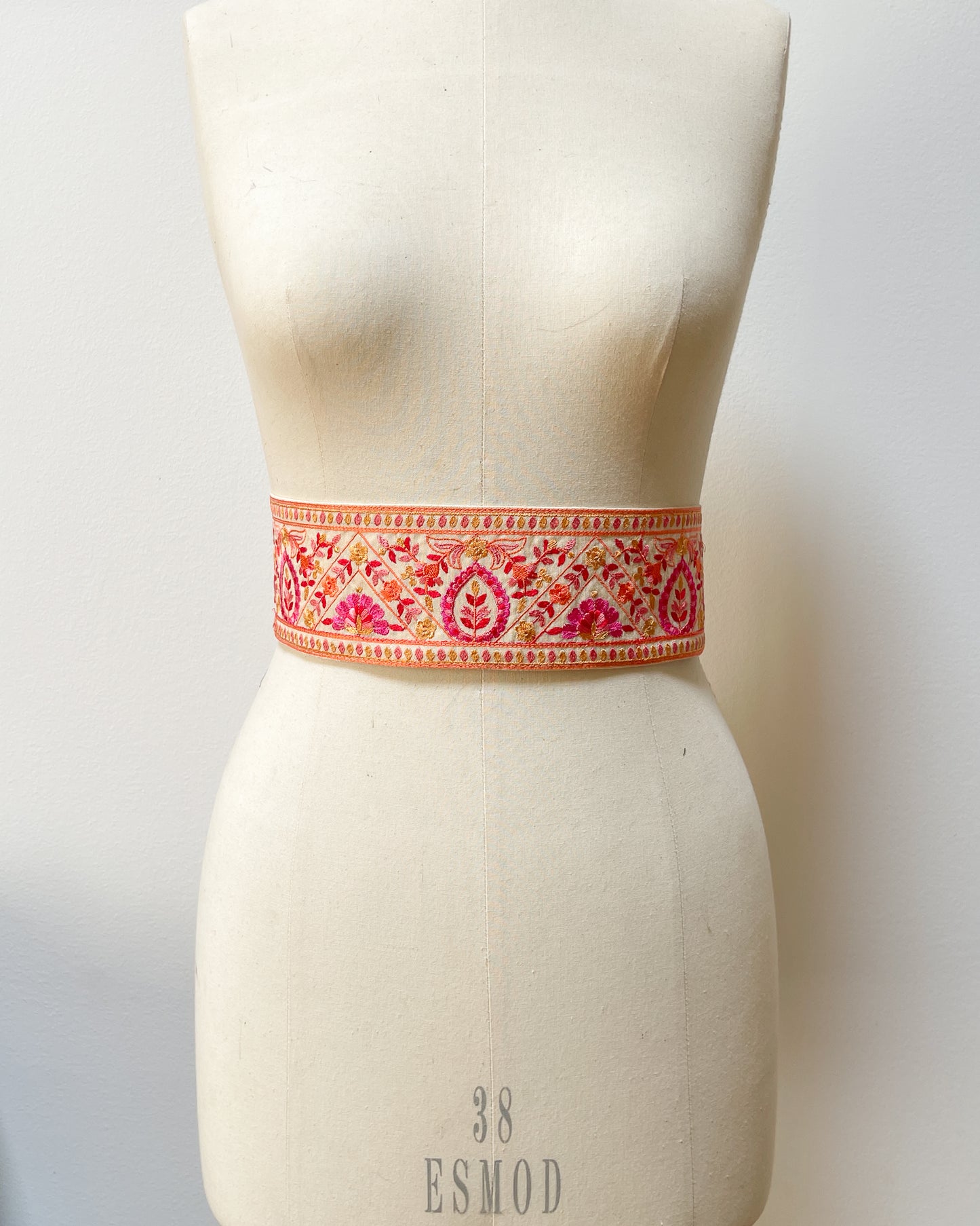 Bohemian embroidered obi belt with tassels