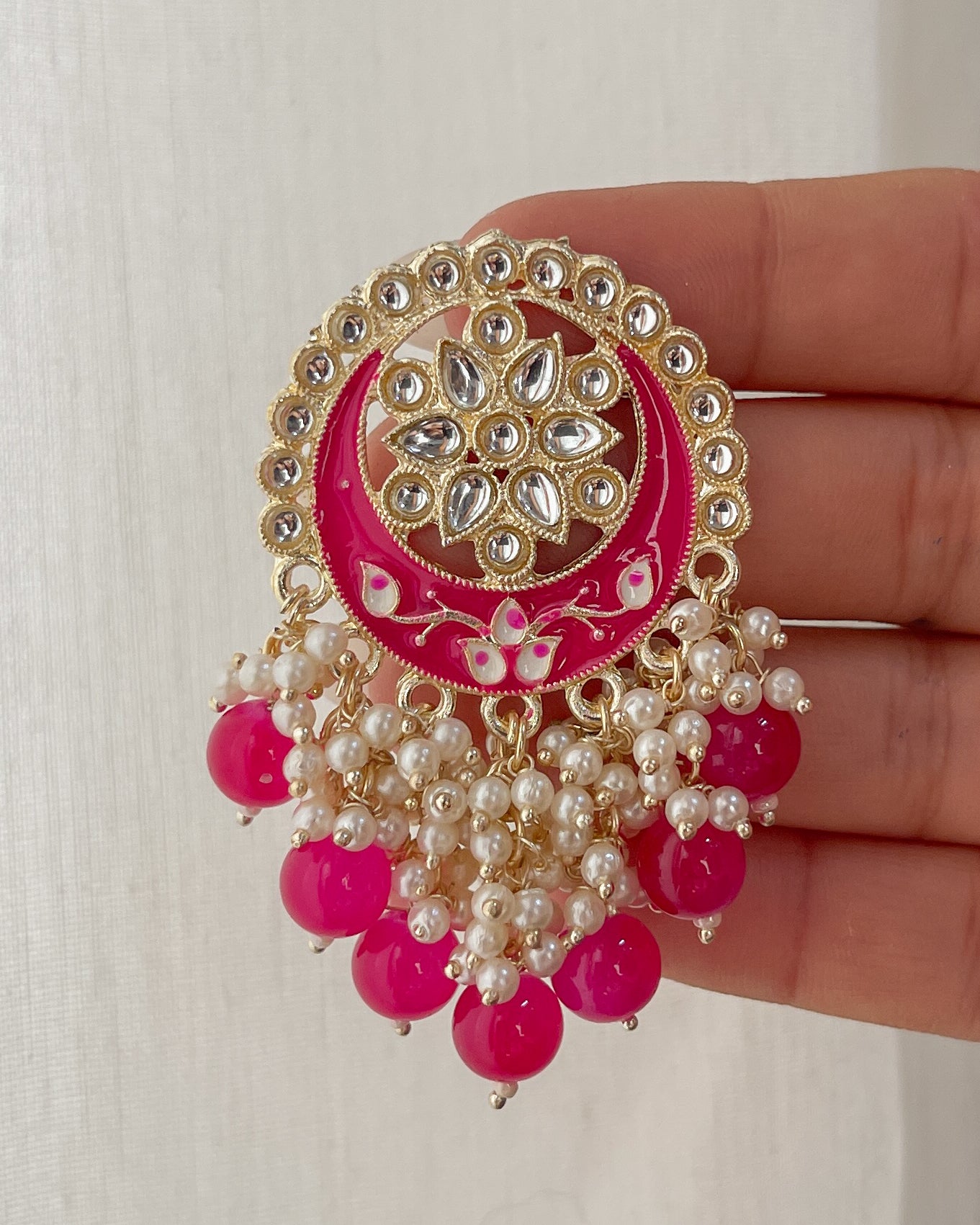 Pink enamel earrings