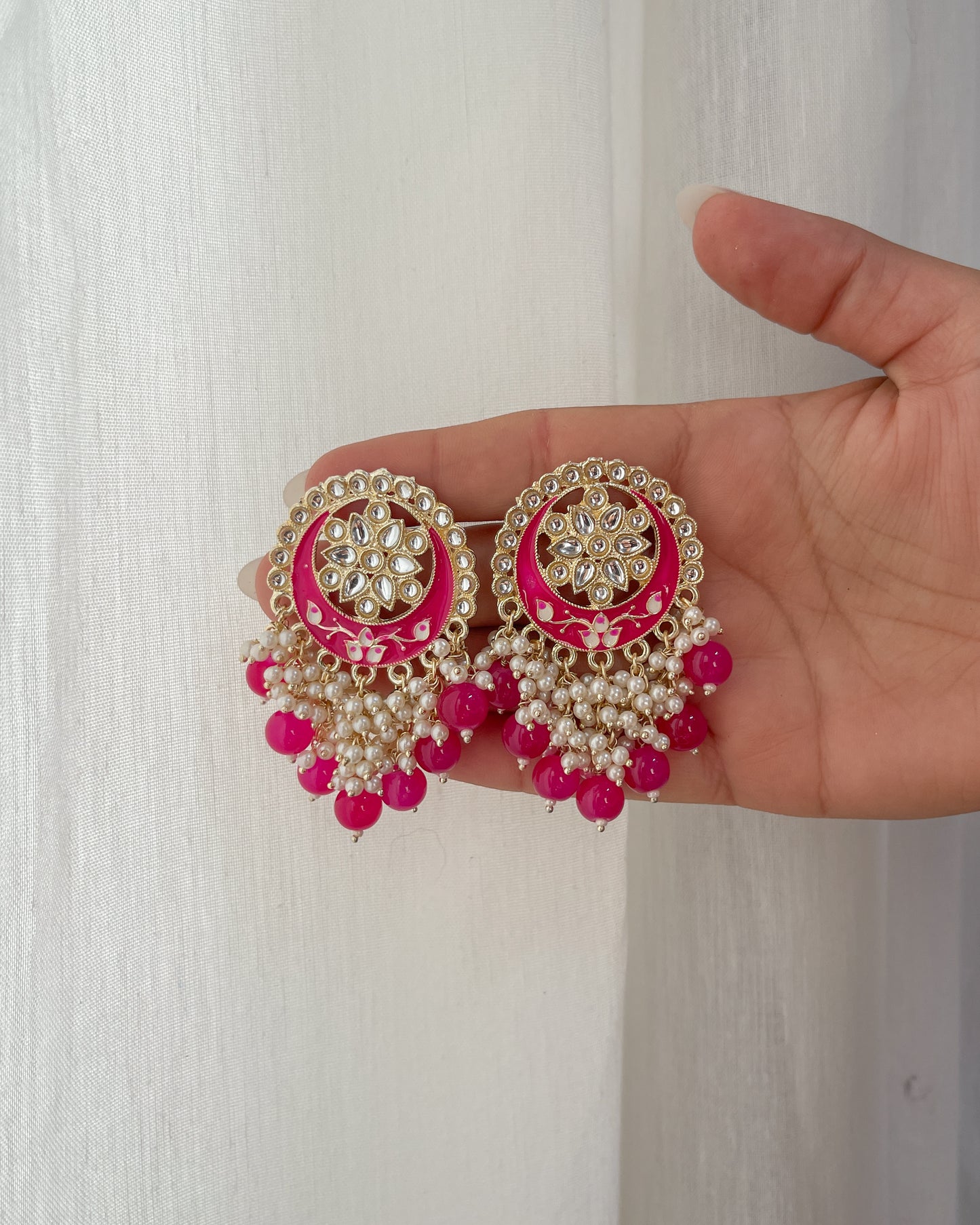 Pink enamel earrings