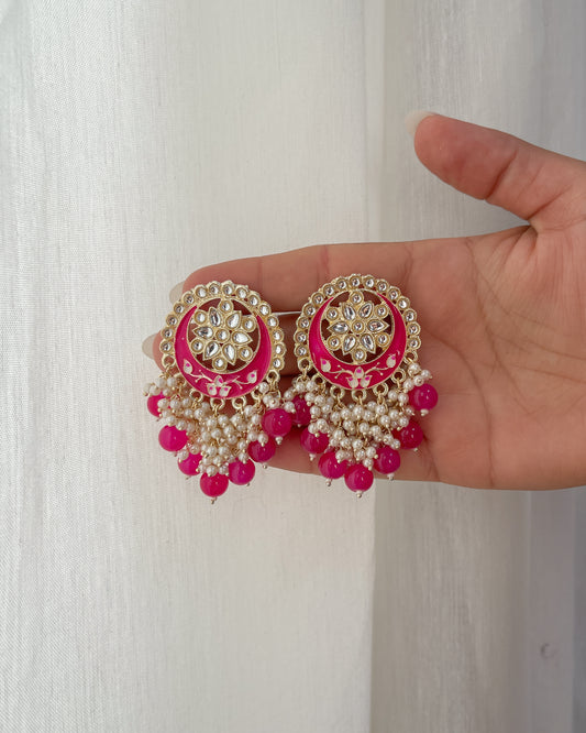 Pink enamel earrings