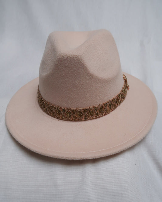 Light pink embroidered hat