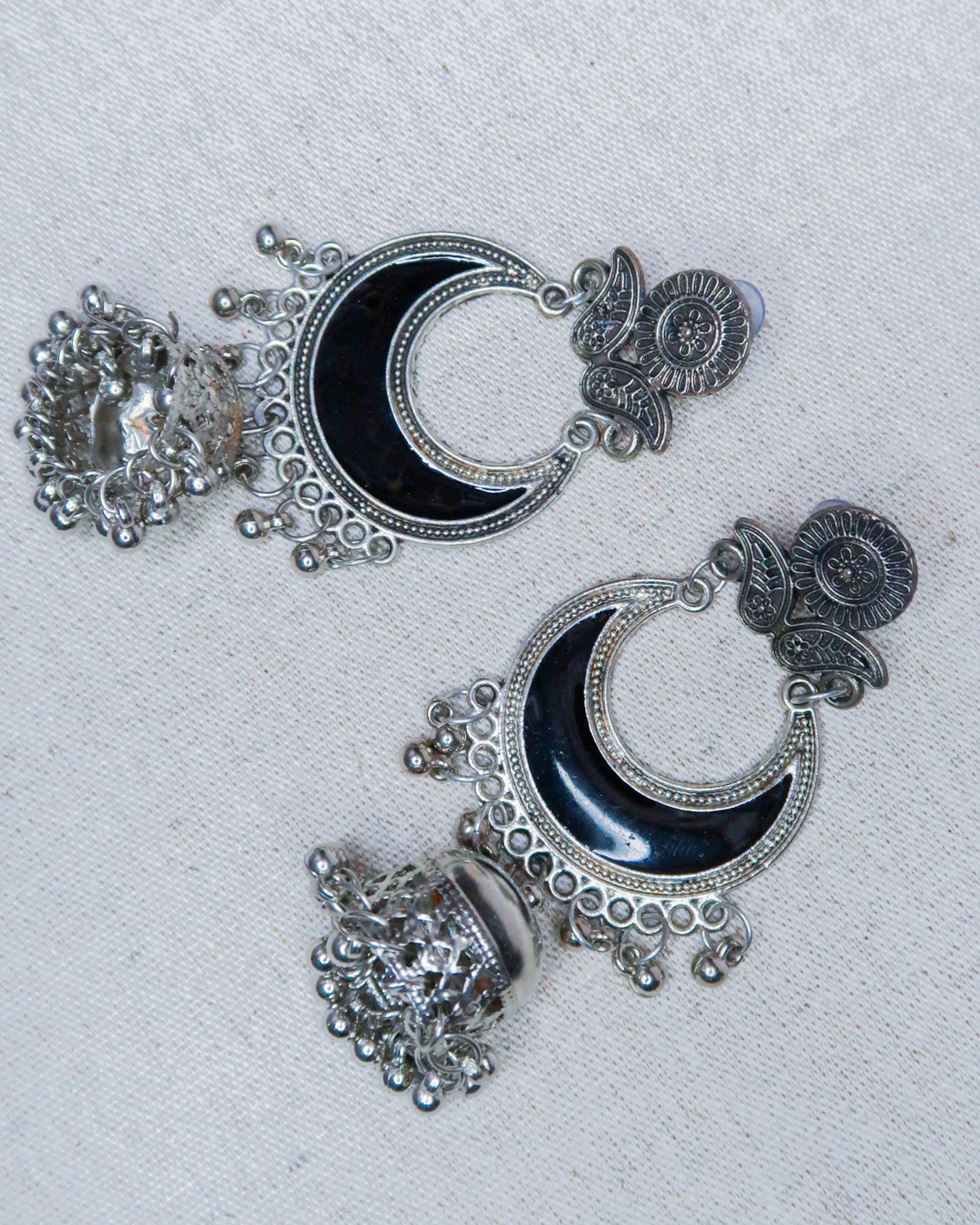 Moon enamel tribal earrings