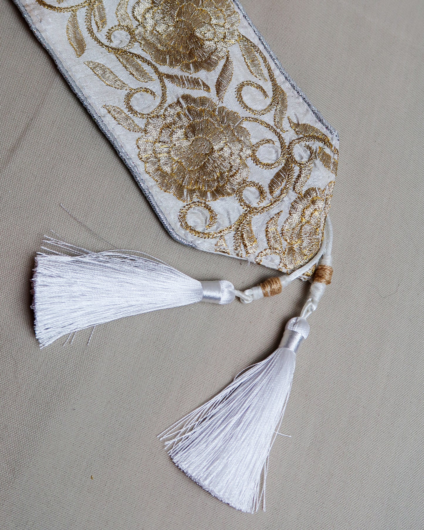 Bohemian embroidered obi belt with tassels