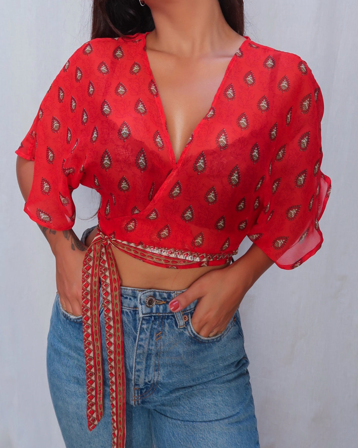 Reversible wrap top | Red