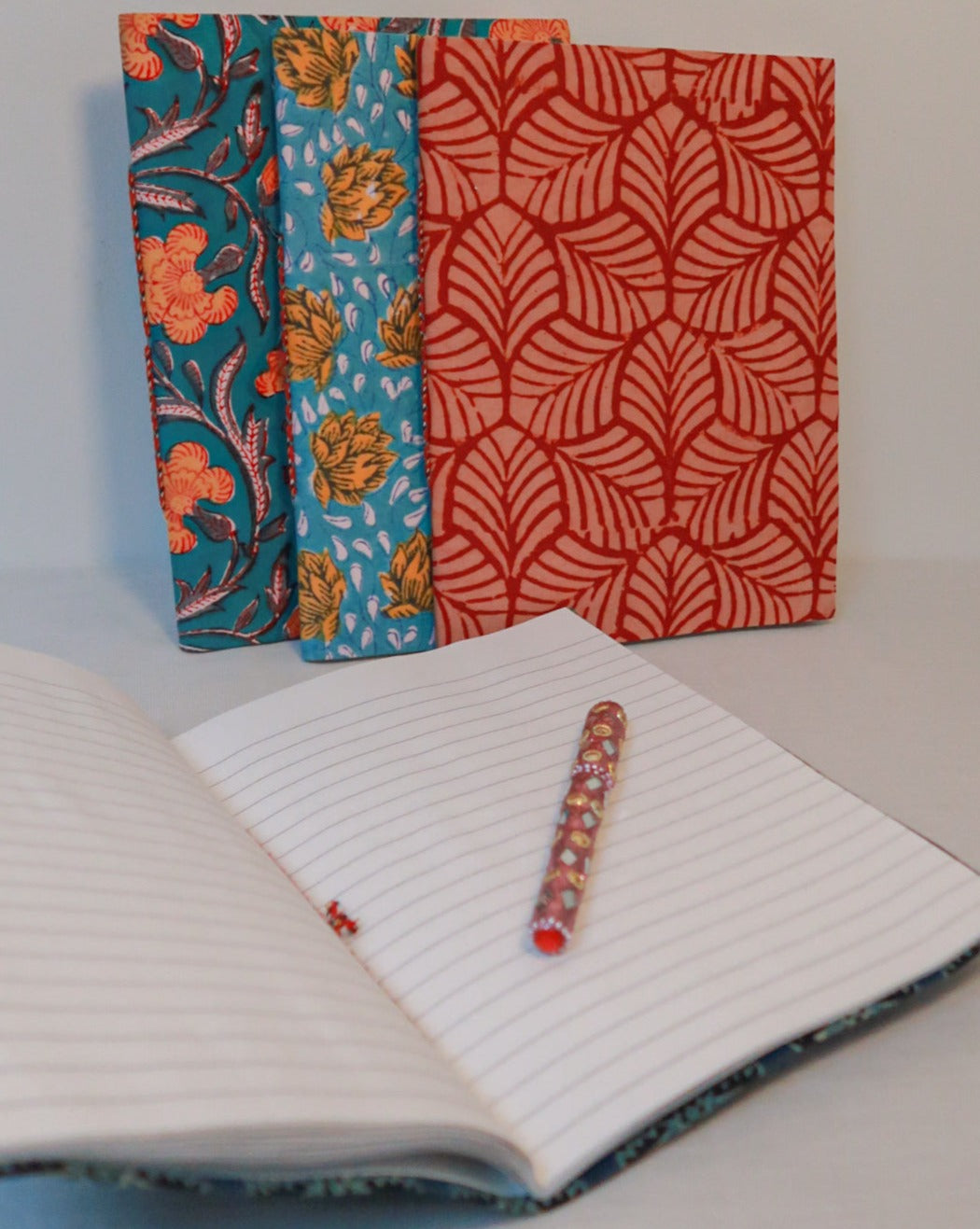 block print fabric soft cover notebooks