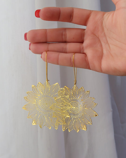 Sunflower golden earrings