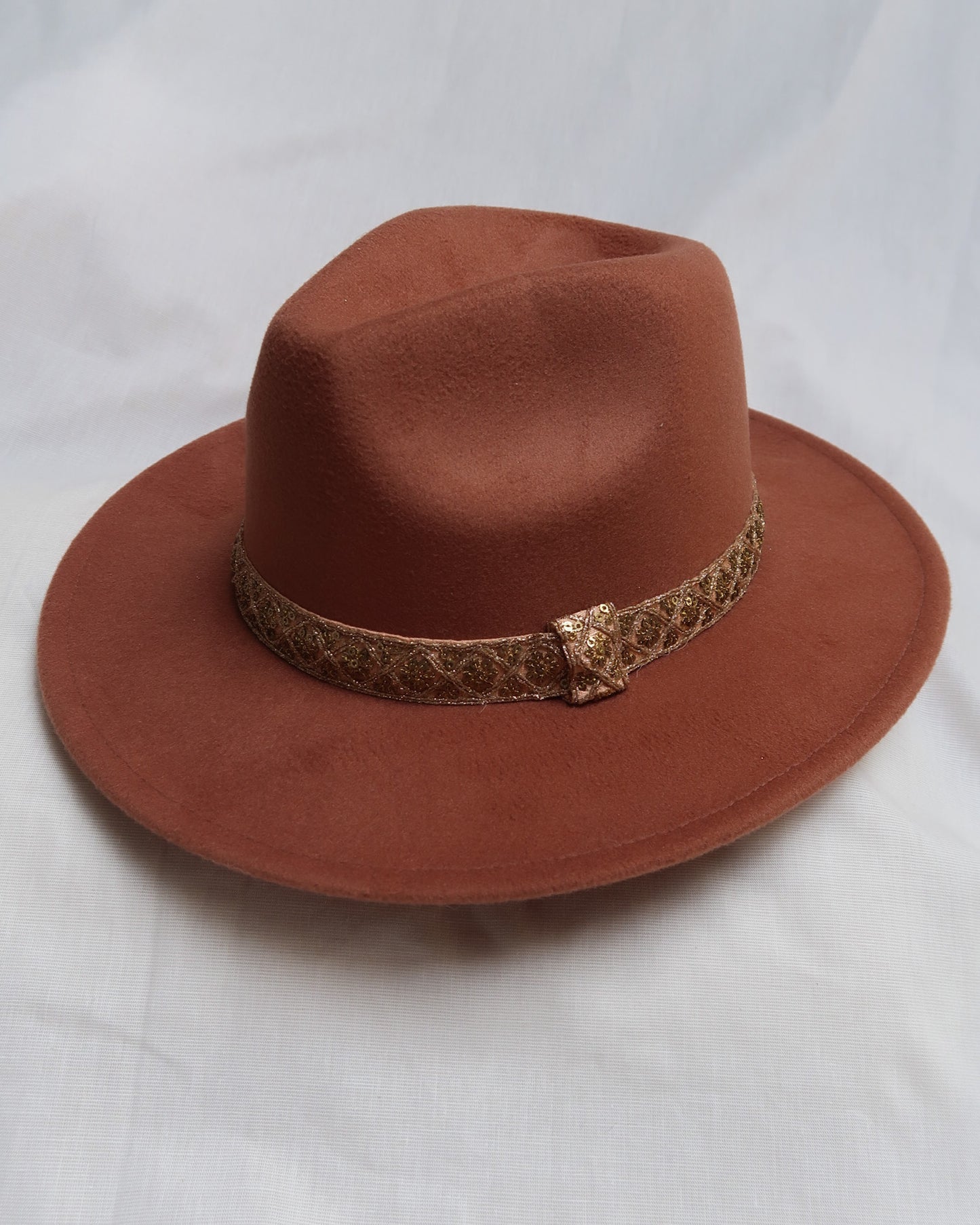 Tan embroidered hat