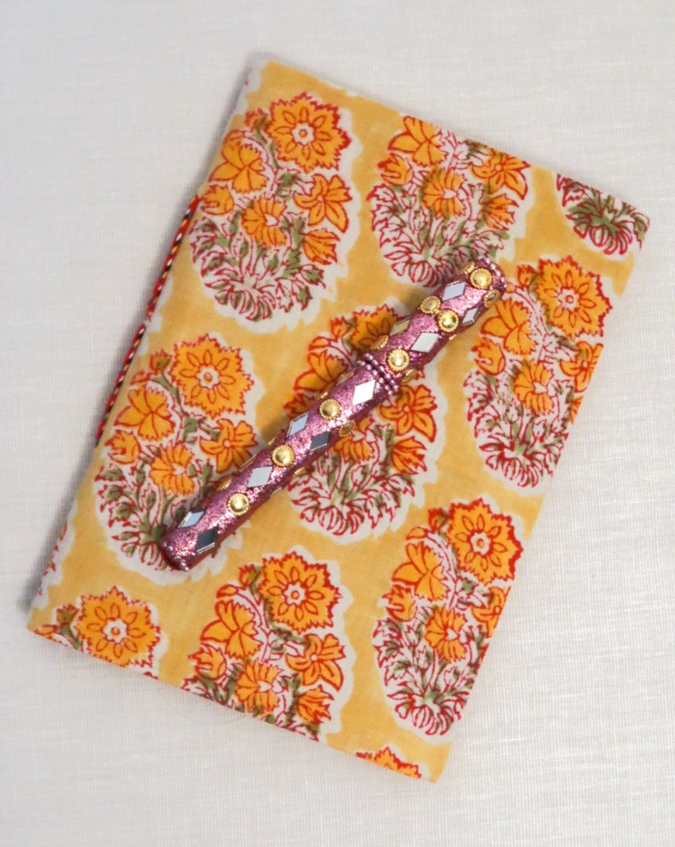 Small handmade notebook soft fabric cover | Yellow