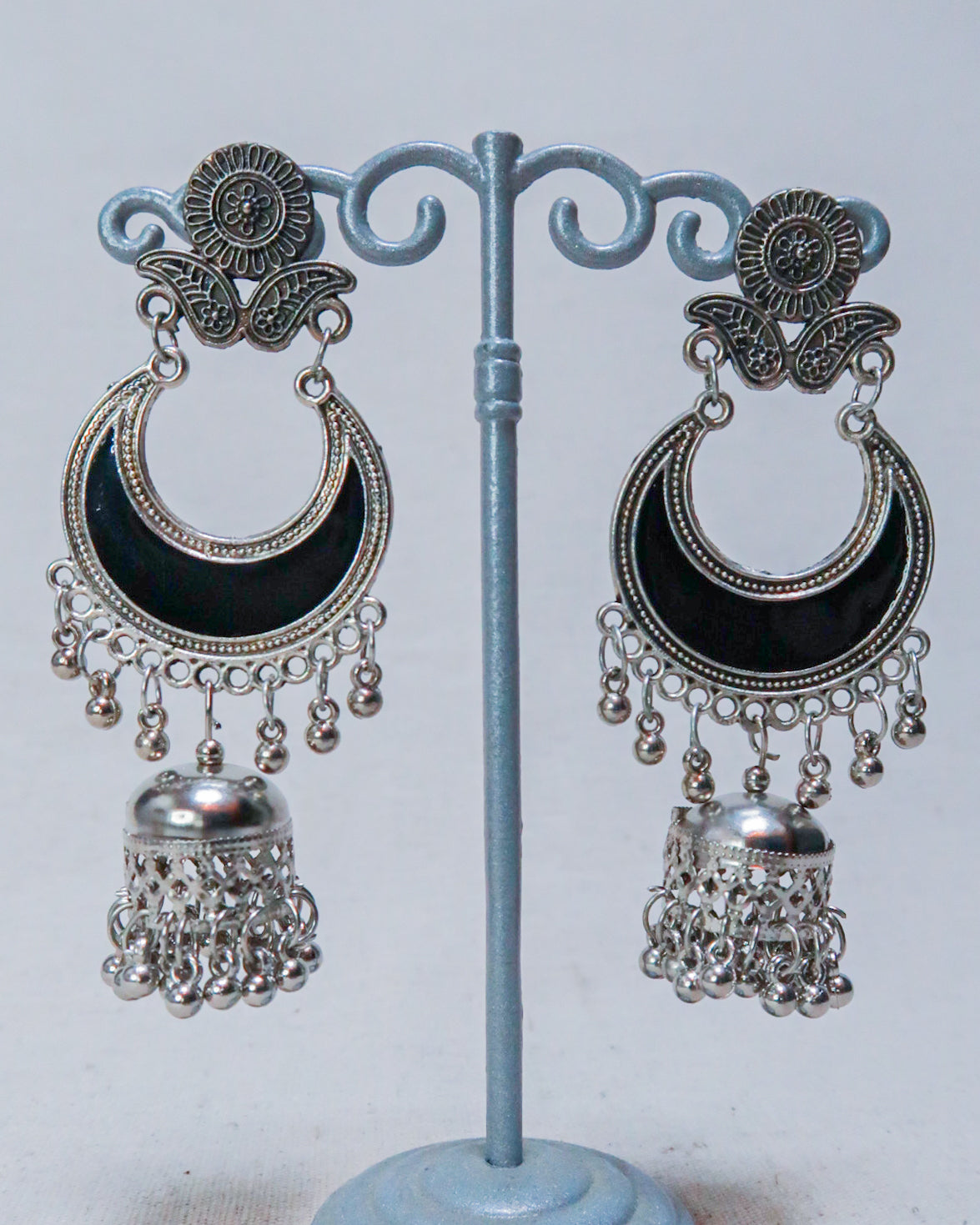 Moon enamel tribal earrings