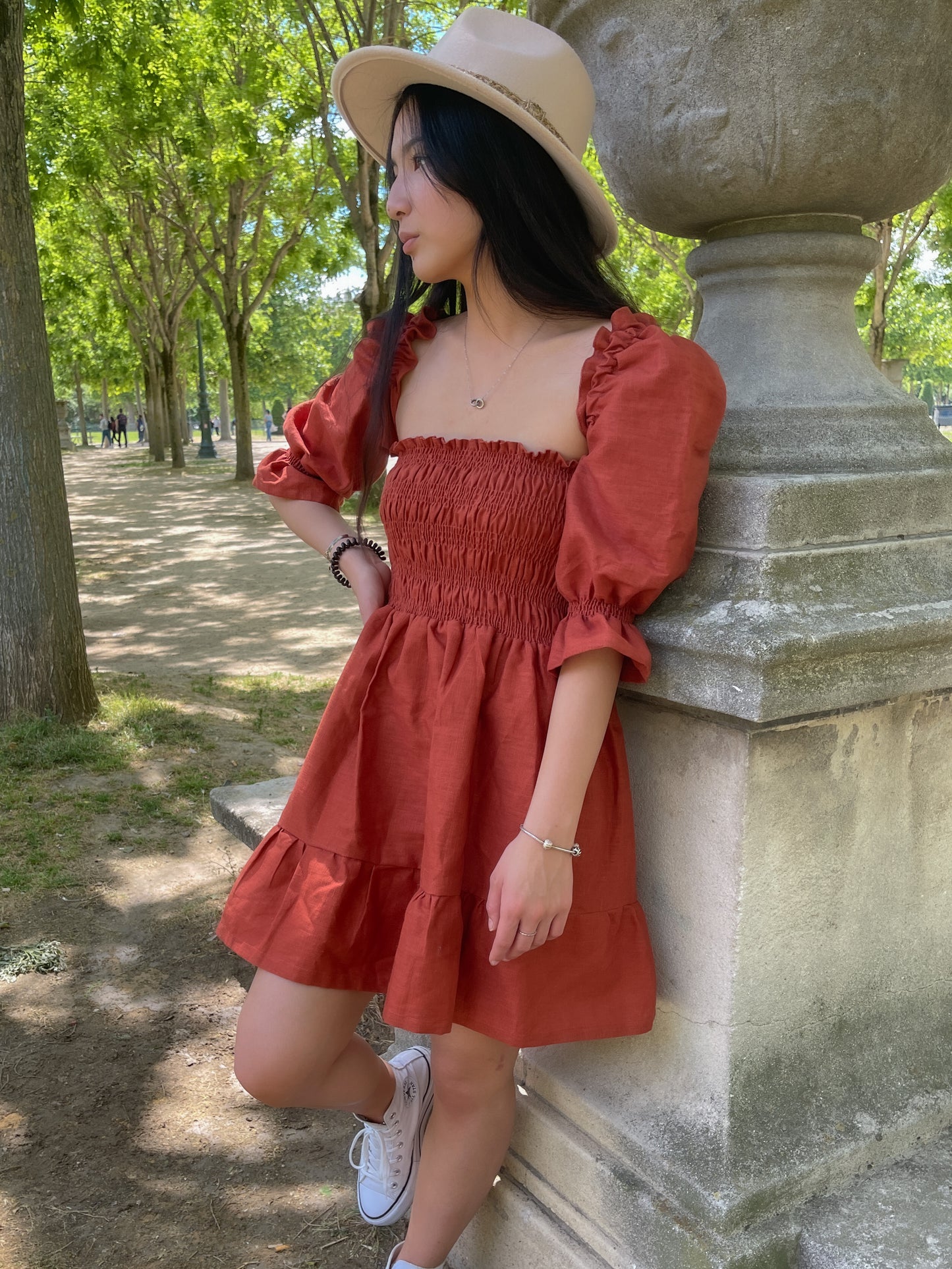 orange linen dress