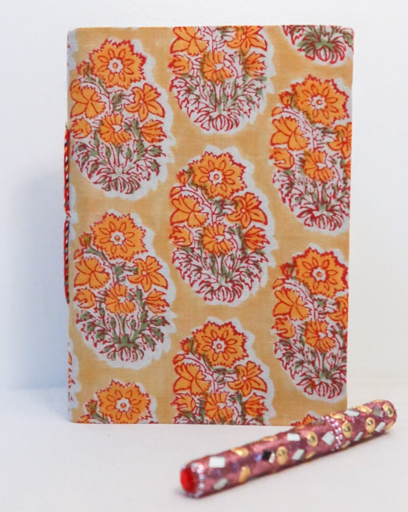 Small handmade notebook soft fabric cover | Yellow